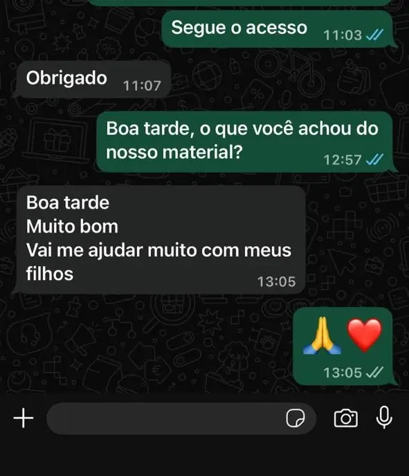Depoimento de Cliente via WhatsApp